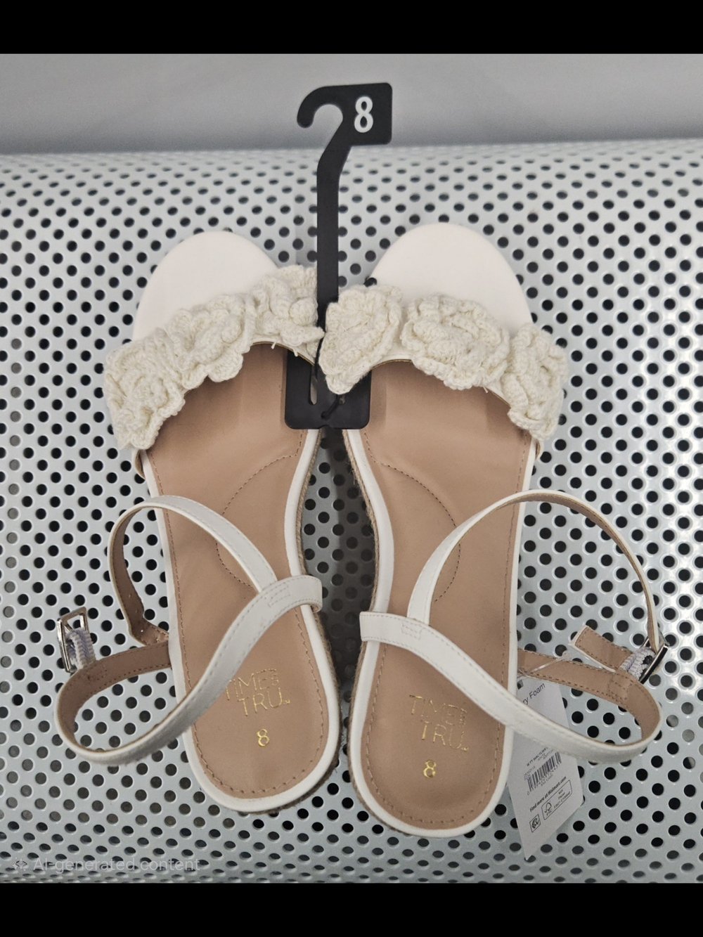 Time and Tru Women's Macrame Flower Espadrille Wedge Sandals Size 8 NWT